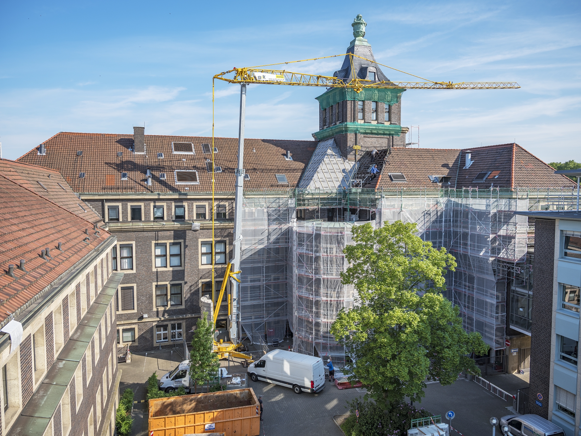 Innenhof des Emscher-Hauses während der Sanierung 2018. Foto: Klaus Baumers/EGLV